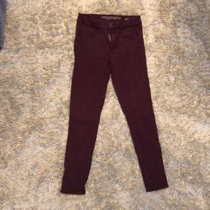 American eagle maroon skinny jeans